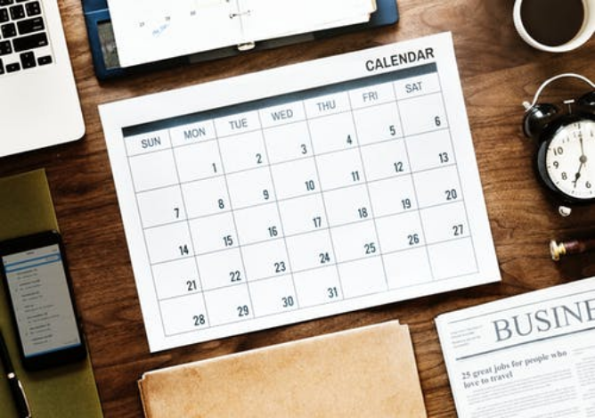 a calendar on the table